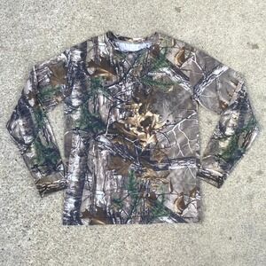 Field & Stream Shirt Men Medium Green Realtree Camouflage Hiking Hunting Fishing